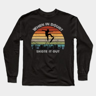 Skateboarding  Skater  Skyline Retro Design Long Sleeve T-Shirt